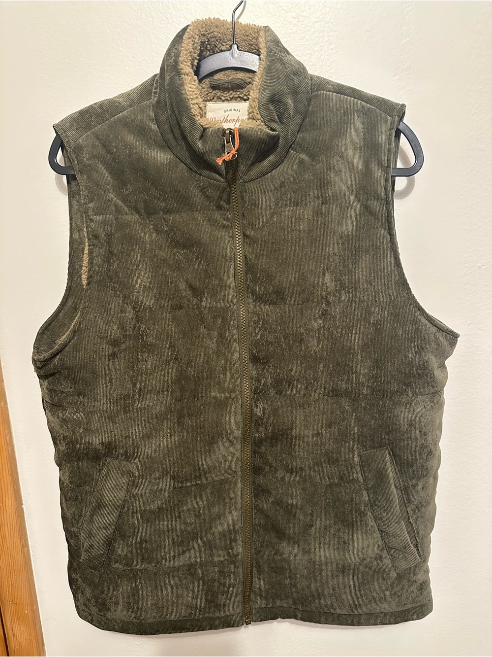 Weatherproof Vintage Men's Olive Green Sherpa Lined Full Zip Vest M